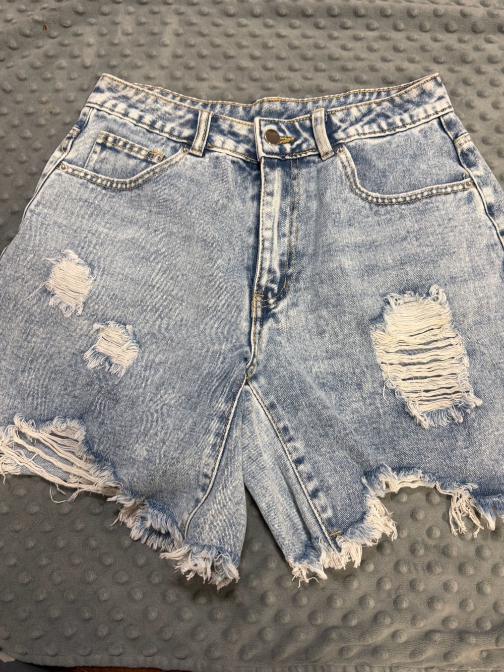 SHEIN Light Blue Ripped Denim Shorts